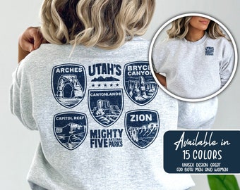 Utah Sweatshirt National Parks Sweatshirt Utah Mighty Five National Parks Gift for Utah Lover Zion Sweatshirt Arches Gift Bryce Sweater