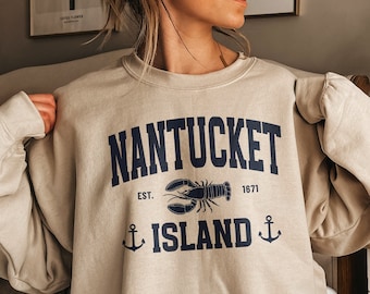 Nantucket Sweatshirt Nantucket Bachelorette Varsity Crewneck Massachusetts Beach Sweater New England Lobster Nantucket Summer Vacation Tee