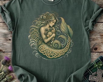 Celtic Mermaid Shirt Irish Knotwork Sea Siren Tee Ireland Heritage Gift for Travelers Ocean Lover Folklore Coastal Fantasy Adventure T-shirt