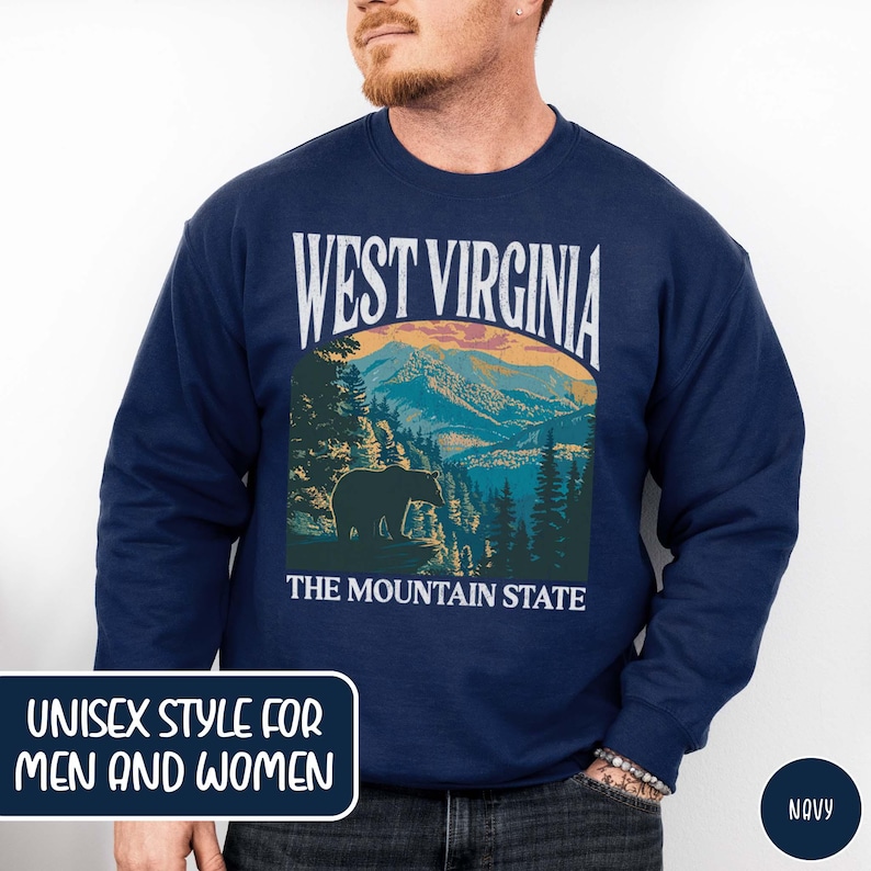 West Virginia Sweatshirt WV Mountaineers Sweater West Virginia State Crewneck Appalachian Mountain Shirt West Virginia Gift New River Gorge Sweatshirt