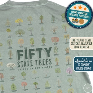 50 State Tree Lover Shirt Forester T-Shirt Nature Forestcore Shirt Outsider Shirt Tree Hugger Gift for Nature Lover Tree Nerd Comfort Colors Shirt