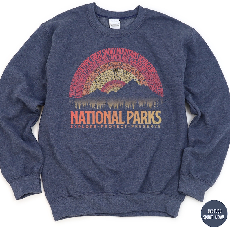 63 National Parks Vintage Sunset Sweatshirt USA National Parks Gift National Parks Sweater Granola Girl Gift for Camping Lover Sweatshirt