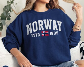 Norway Sweatshirt Scandinavian Sweater Norwegian Gift for Her Norway Vacation Norway Gift for Travel Lover Scandinavian Crewneck Travel Gift