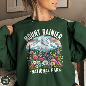 Mount Rainier Sweatshirt Wildflower Sweatshirt Mount Rainier National Park Sweatshirt Granola Aesthetic Washington Sweatshirt Forestcore Sweatshirt