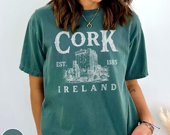 Vintage Cork Ireland Shirt Retro Blarney Castle Garden Graphic Tee Gift for Travelers Irish Heritage Tshirt Cork City Vacation Souvenir Trip