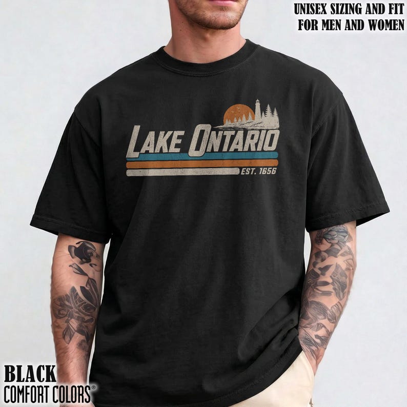 Lake Ontario Great Lakes Shirt Vintage Quiet Activism Tee Comfort Colors Canada Tee Gulf of Mexico Subtle Anti Trump Shirt Travel Shirt Black
