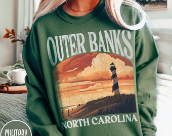 Outer Banks Sweatshirt North Carolina Shirt Outer Banks Tee Lighthouse Sweatshirt Cape Hatteras OBX Sweatshirt Outerbanks Shirt NC Shirt
