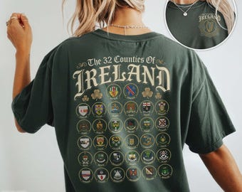Vintage Ireland Counties Shirt Coat of Arms Shield Emblem T-shirt Irish Pride Gift for Travelers Celtic Culture Heritage Vacation Souvenir