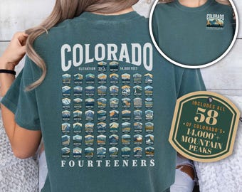 Colorado Fourteeners 14ers Mountaineering Shirt Colorado Mountain Shirt Hiking Crewneck Mountain Climbing Gift for Him Gift for Climber Gift
