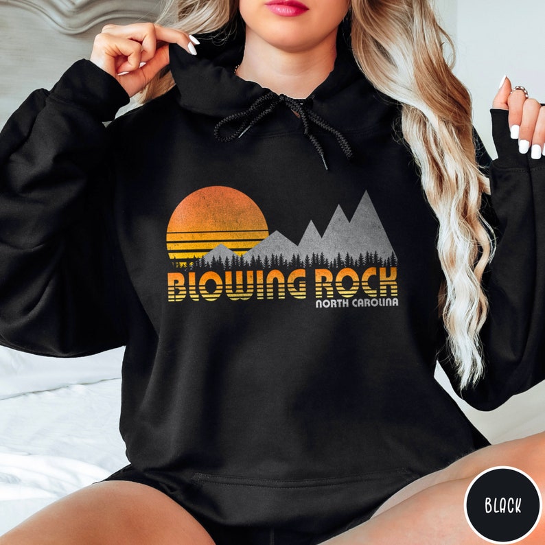 Blowing Rock North Carolina Hoodie Blue Ridge Mountains Sweater North Carolina Vacation Shirt Blue Ridge Parkway Vintage Carolina Traveler Gift Carolina Mountains Hoodie Vintage Mountain Hiking Gift Vintage Outdoor Adventure Shirt Retro Sunset Shirt