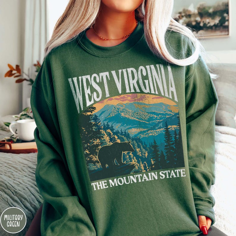 West Virginia Sweatshirt WV Mountaineers Sweater West Virginia State Crewneck Appalachian Mountain Shirt West Virginia Gift New River Gorge Sweatshirt