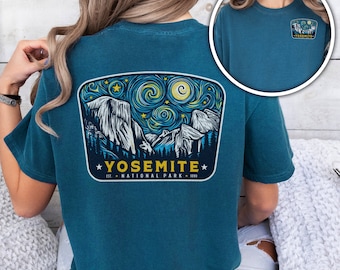 Yosemite National Park Shirt Yosemite Shirt Starry Night California Traveler Gift Van Gogh Gift for Nature Lover California Parks Crewneck