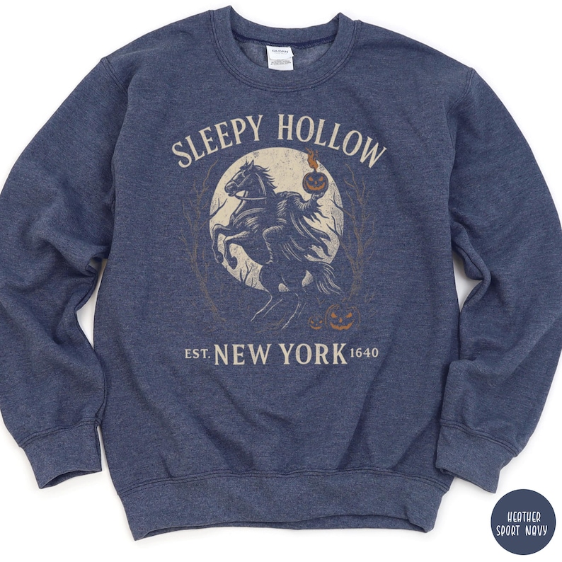 Sleepy Hallow New York Sleepy Hollow Sweater Halloween Pumpkin T-Shirt, Scary Halloween Spooky Season, Headless Horseman Dark Sweatshirt