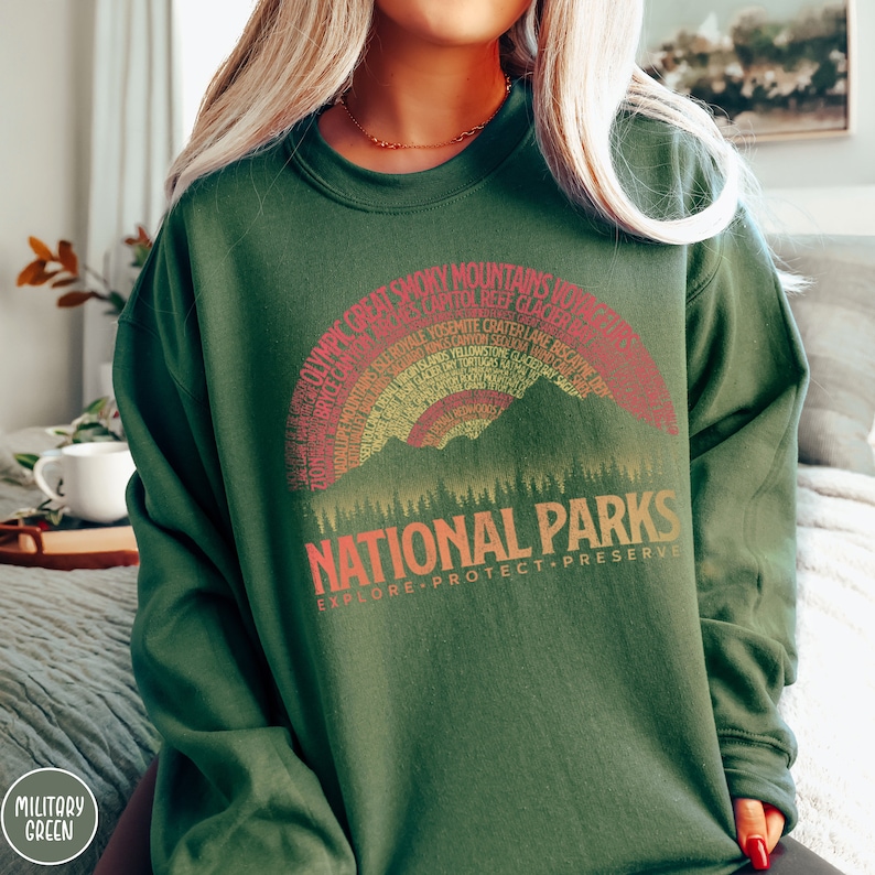 63 National Parks Vintage Sunset Sweatshirt USA National Parks Gift National Parks Sweater Granola Girl Gift for Camping Lover Sweatshirt