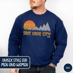 Salt Lake City Sweatshirt Utah Traveler Gift Salt Lake Gift Vintage Mountain Hiking Gift Utah Crewneck SLC Gift Ski Sweatshirt Mountain Sweater Vintage Outdoor Adventure Shirt Utah Gift Camping Gift Retro Sunset Shirt Vacation Shirt Mountaineers Gift