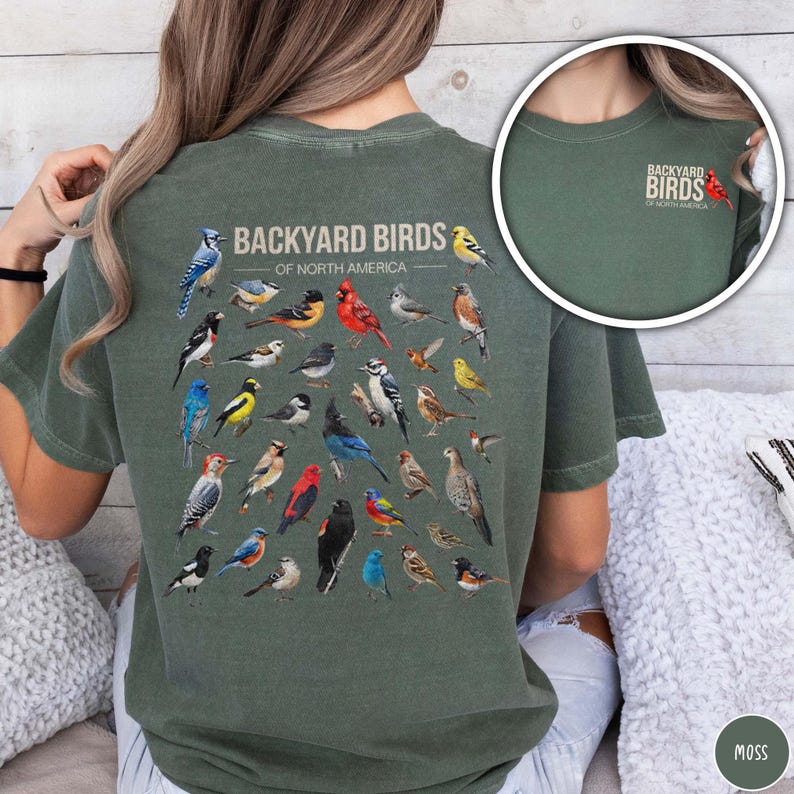Backyard Birds Birding Apparel Bird Shirt Comfort Colors Bird Shirt Birding Gift Birdwatching Present Bird Watching Gift Colorful Birds Tee