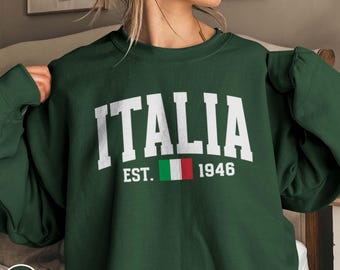 Italia Varsity Style Sweatshirt Italy Sweater Italian Gift for Italy Lover Italian Traveler Crewneck Italy Trip Shirt Italian Pride Sweater