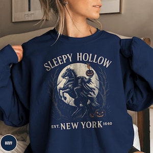 Sleepy Hallow New York Sleepy Hollow Sweater Halloween Pumpkin T-Shirt, Scary Halloween Spooky Season, Headless Horseman Dark Sweatshirt