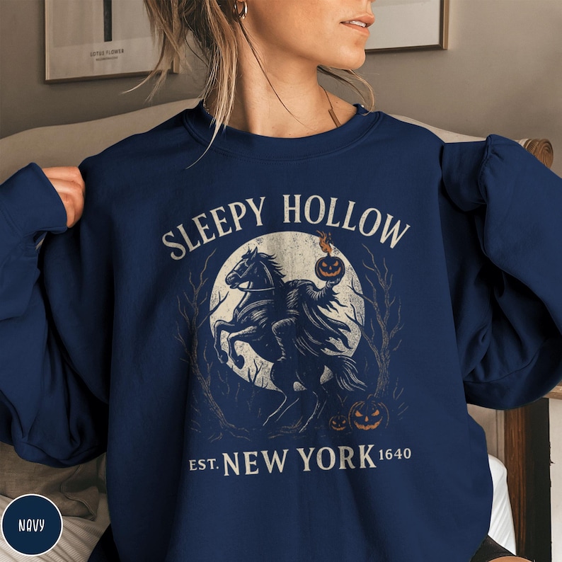 Sleepy Hallow New York Sleepy Hollow Sweater Halloween Pumpkin T-Shirt, Scary Halloween Spooky Season, Headless Horseman Dark Sweatshirt