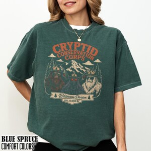 National Parks Cryptid Conservation Shirt Bigfoot Mothman Yeti Wilderness Creature Vintage Tee Protect Our Parks Hiking Camping T-shirt Gift Blue Spruce
