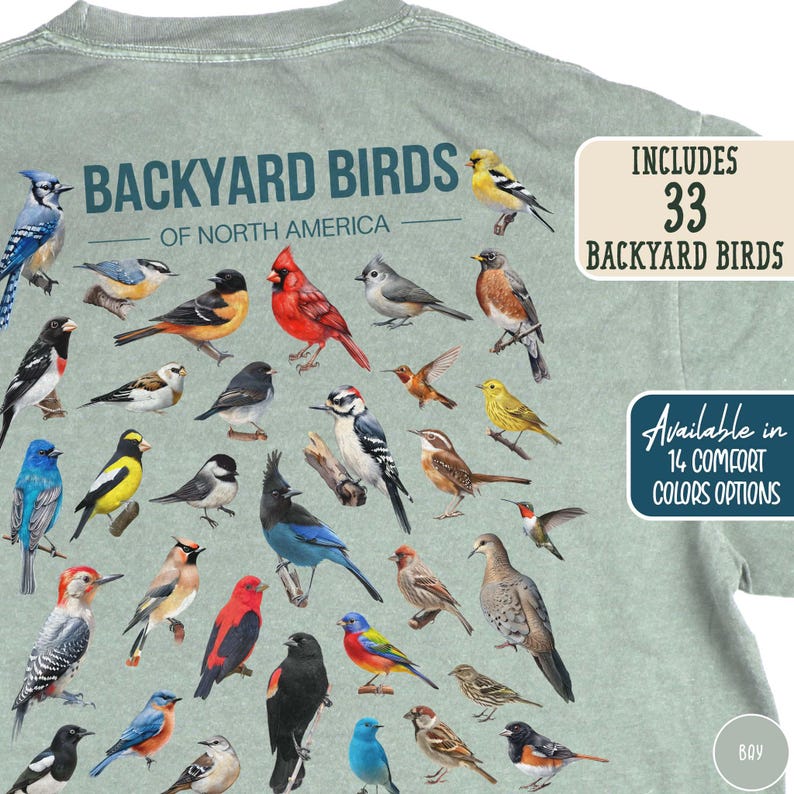 Backyard Birds Birding Apparel Bird Shirt Comfort Colors Bird Shirt Birding Gift Birdwatching Present Bird Watching Gift Colorful Birds Tee