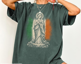 Our Lady Ireland Shirt Virgin Mary Madonna Marian Catholic Faith Tee Christian Religious Irish Heritage Gift Devotion Prayer Vintage T-shirt