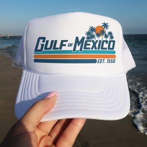 Gulf of Mexico Hat Florida Vacation Beach Hat Vintage Retro Trucker Cap Subtle Anti Trump Hat Vintage Texas Alabama Foam Hat Gulf Coast Hat