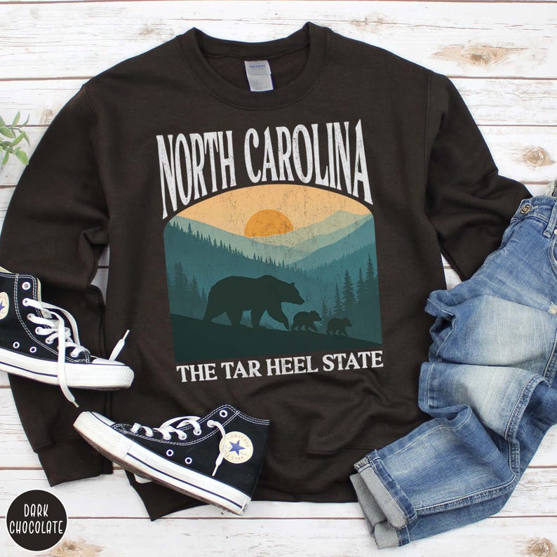 North Carolina Sweatshirt WNC Appalachia Tar Heel State North Carolina Crewneck Smoky Mountains Outdoor Lover Mountain Sweater NC State Gift