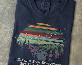 Its On My List Sunset Shirt Wanderlust Adventurer Tee Adventurous Nature Gift for Campers Backpackers Travelers Retro Mountain Hiker T-shirt
