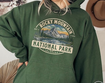Rocky Mountain National Park Hoodie Colorado Traveler Gift Outdoor Hiking Adventure Vacation Souvenir Mountain Wilderness Scene Sweatshirt
