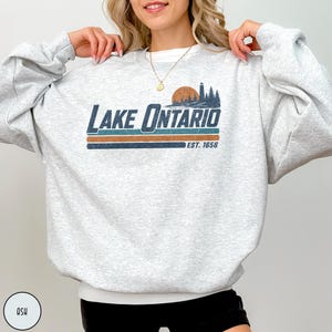 Lake Ontario Sweatshirt Great Lakes Canadian Pride Quiet Activism Retro Crewneck Canada Sovereignty Political Statement Trump Era Resistance Ash