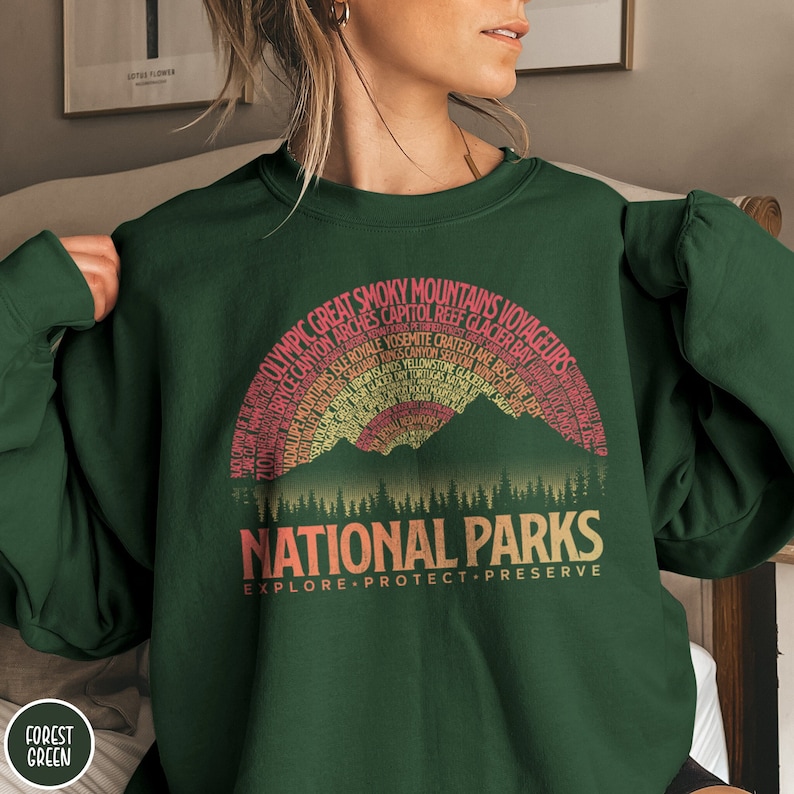 63 National Parks Vintage Sunset Sweatshirt USA National Parks Gift National Parks Sweater Granola Girl Gift for Camping Lover Sweatshirt