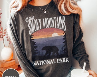 Smoky Mountains Shirt Tennessee Shirt Great Smoky Mountains National Park Long Sleeve Shirt, Great Smoky Mountains Sweatshirt Hiking Shirt