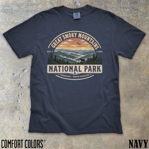 Great Smoky Mountains National Park Shirt Tennessee Nature Lovers Retro Tee Wilderness Adventure T-shirt North Carolina Hiking Souvenir Gift True Navy