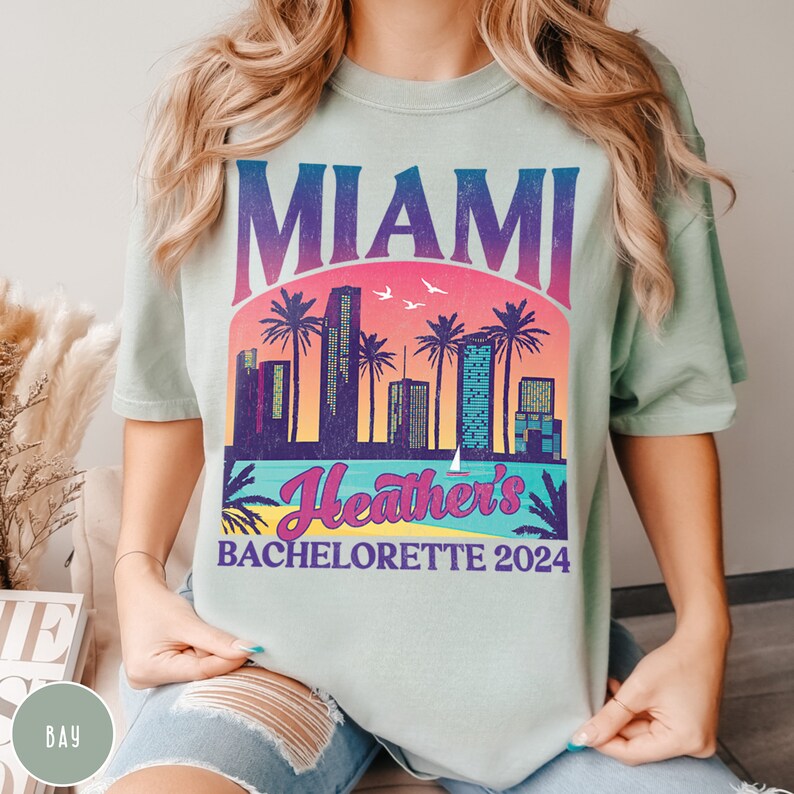 Custom Miami Bachelorette Shirts Miami Bridesmaid Proposal Miami Bach Party Personalized Beach Bachelorette Miami Weekend Miami Beach Bach Shirts