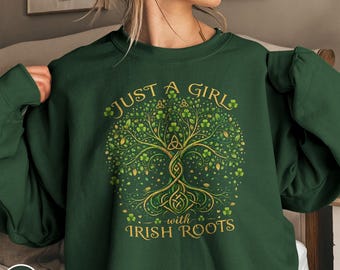 Irish Roots Sweatshirt Gift For Her Celtic Tree Of Life Knotwork Family Ancestry Heritage Crewneck Botanical Nature Ireland Travel Souvenir