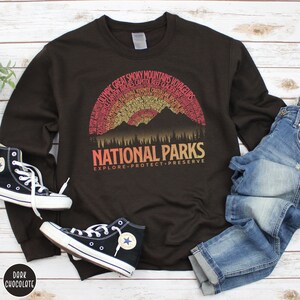 63 National Parks Vintage Sunset Sweatshirt USA National Parks Gift National Parks Sweater Granola Girl Gift for Camping Lover Sweatshirt