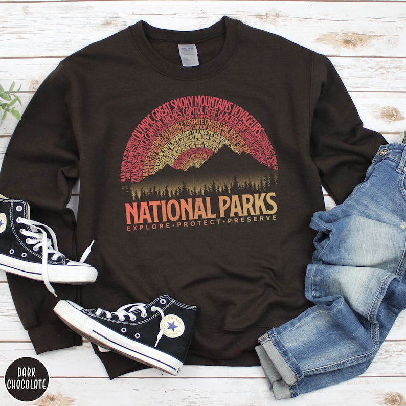 63 National Parks Vintage Sunset Sweatshirt USA National Parks Gift National Parks Sweater Granola Girl Gift for Camping Lover Sweatshirt
