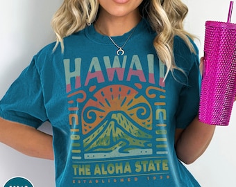 Hawaii Shirt Aloha State Shirt Hawaii Crewneck Aloha Shirt Hawaii Gift Hawaiian Shirt Surf Tee Honolulu Hawaii Vacation Shirt Beach Shirt