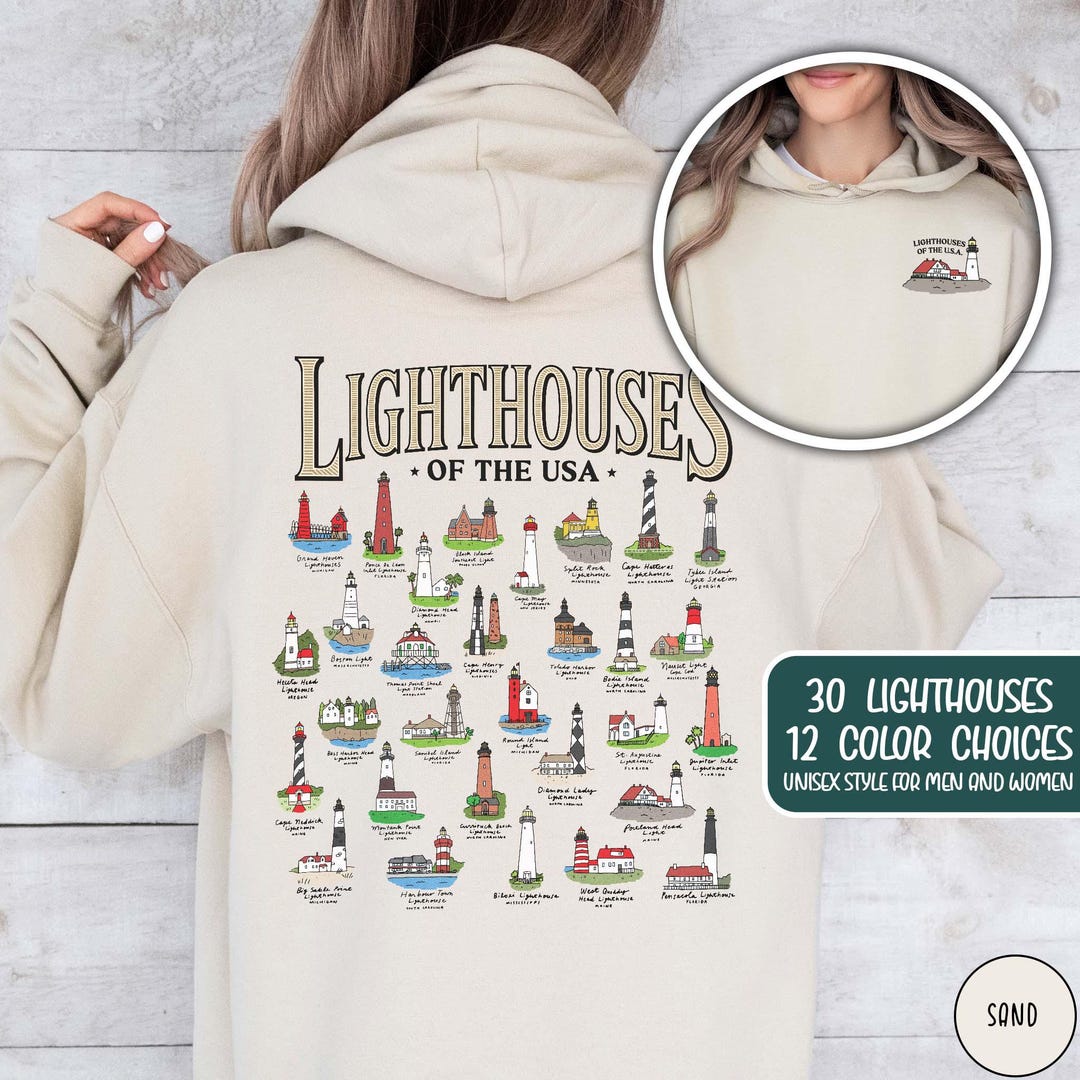 Lighthouse Mini Merch Lighthouse Lovers Hoodie Beach Traveler Gift Lighthouse Sweater Beach ...