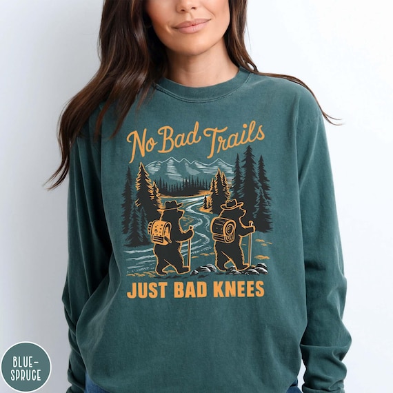 Funny Hiking Shirt Long Sleeve Comfort Colors Retro Hiking Lover T-Shirt Hiking Group Trail Shirt Forestcore Crewneck Granola Girl Gift Tee