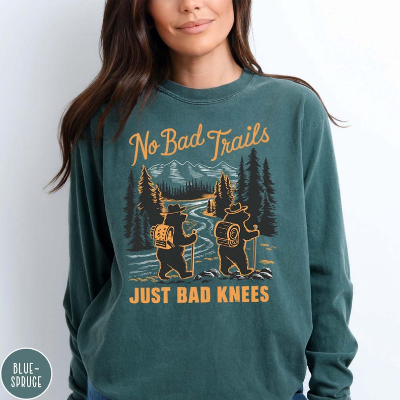 Funny Hiking Shirt Long Sleeve Comfort Colors Retro Hiking Lover T-Shirt Hiking Group Trail Shirt Forestcore Crewneck Granola Girl Gift Tee