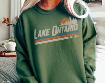 Lake Ontario Sweatshirt Great Lakes Canadian Pride Quiet Activism Retro Crewneck Canada Sovereignty Political Statement Trump Era Resistance