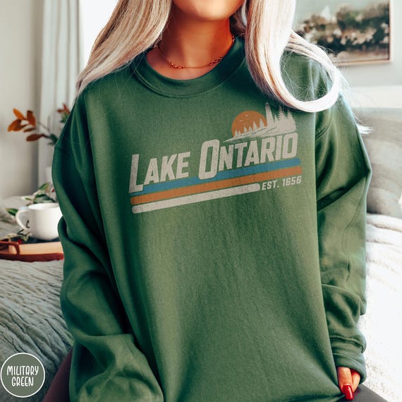 Lake Ontario Sweatshirt Great Lakes Canadian Pride Quiet Activism Retro Crewneck Canada Sovereignty Political Statement Trump Era Resistance