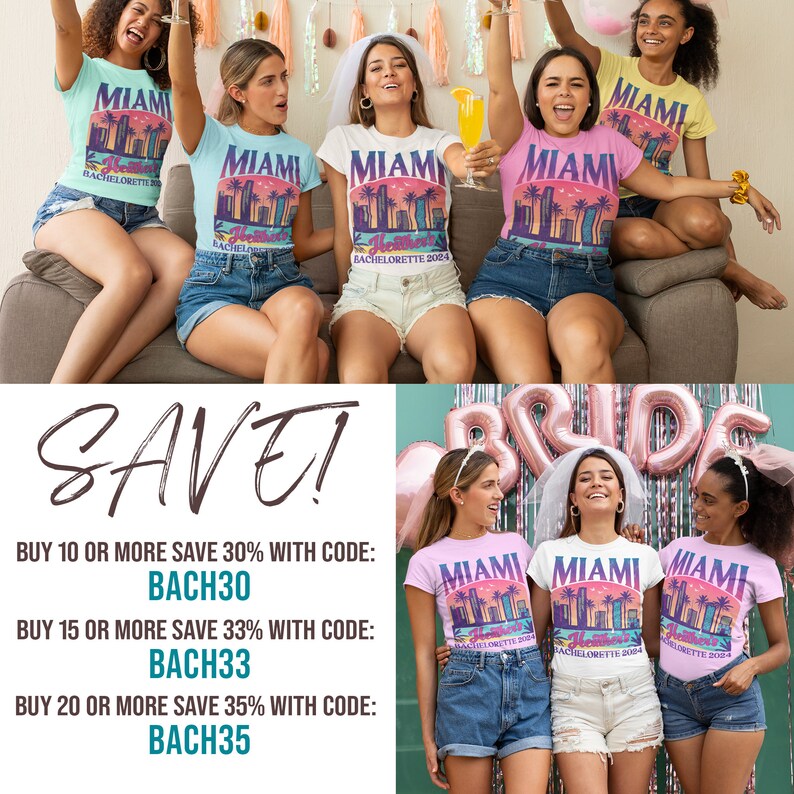 Custom Miami Bachelorette Shirts Miami Bridesmaid Proposal Miami Bach Party Personalized Beach Bachelorette Miami Weekend Miami Beach Bach Shirts