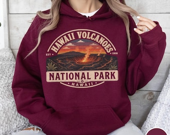Hawaii Volcanoes National Park Hoodie Hawaii Travel Gift Volcano Lover Adventure Souvenir Hiking Lava Explorer Vintage Nature Coast Pullover