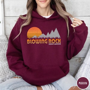 Blowing Rock North Carolina Hoodie Blue Ridge Mountains Sweater North Carolina Vacation Shirt Blue Ridge Parkway Vintage Carolina Traveler Gift Carolina Mountains Hoodie Vintage Mountain Hiking Gift Vintage Outdoor Adventure Shirt Retro Sunset Shirt