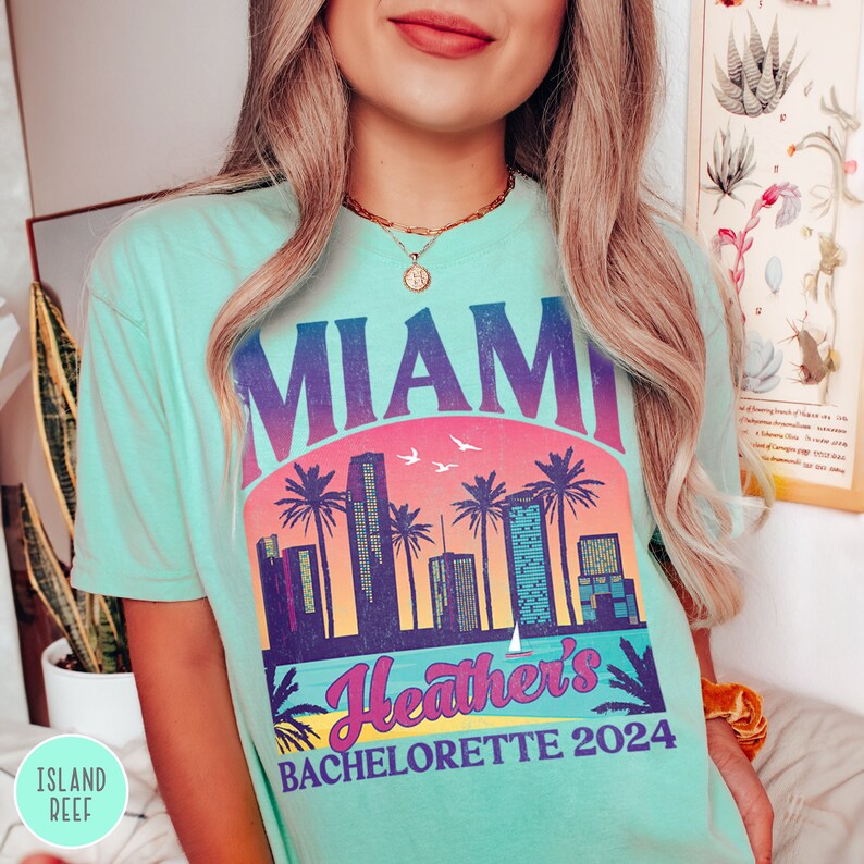 Custom Miami Bachelorette Shirts Miami Bridesmaid Proposal Miami Bach Party Personalized Beach Bachelorette Miami Weekend Miami Beach Bach Shirts