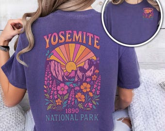 Vintage Yosemite National Park Shirt Comfort Colors Tee For Her Granola Girl Shirt National Park Lover Gift for Mom Colorful Butterfly Shirt