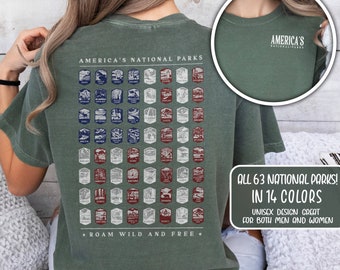 American Flag National Parks Shirt US National Park Gifts Park Tee Camping Gift Patriotic Flag Shirt 4th of July Shirt Mountain Hiking Gift